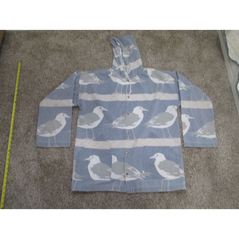 Vintage Orvis Michigan Rag Co. Blue Seagulls Snap Anorak Hooded Jacket S/M